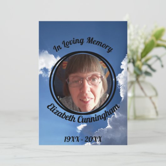 Blue Sky Clouds Sun Rays Photo Memorial Programme (Debout devant)