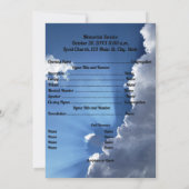 Blue Sky Clouds Sun Rays Photo Memorial Programme (Dos)