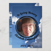 Blue Sky Clouds Sun Rays Photo Memorial Programme (Devant / Derrière)