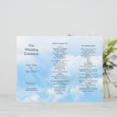 Blue Sky Clouds Tri-voudig Wedding Programme (Staand voorkant)