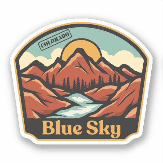 Blue Sky, Colorado Sticker (Voorkant)