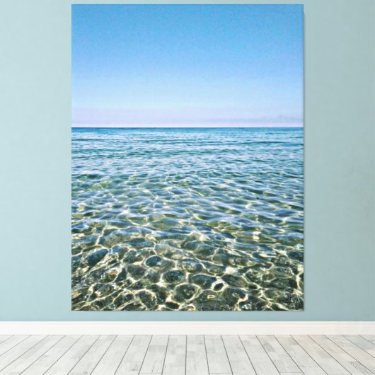 Blue Sky en mooie Calm Zee Canvas Print (Insitu (Houten vloer))