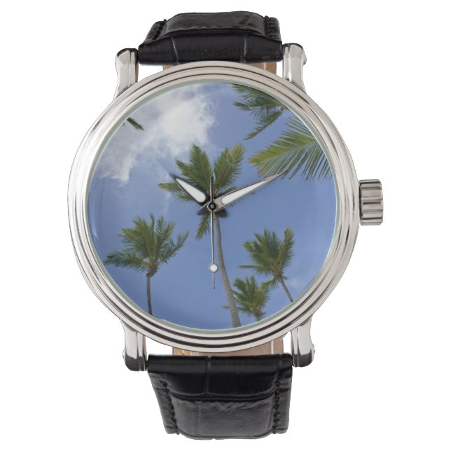 Blue Sky en Palm Trees Horloge (Voorkant)