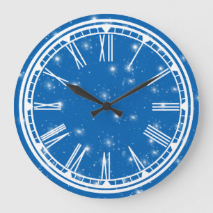 Blue Sky en White Stars Wall Clock Grote Klok