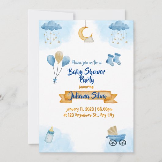 Blue sky enfants invitation (Devant)