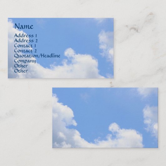 Blue Sky Fluffy Clouds Natuur Visitekaartje (Voorkant / Achterkant)