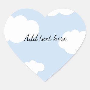 Blue Sky, Fluffy White Clouds Sjabloon Hart Sticker