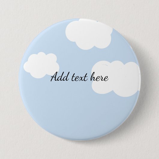 Blue Sky, Fluffy White Clouds Sjabloon, Ronde Button 7,6 Cm (Voorkant)