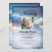 Blue sky Funérailles ordre de service Invitation (Devant / Derrière)