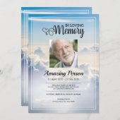 Blue sky Funérailles ordre de service Invitation (Devant / Derrière)