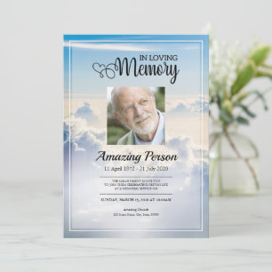 Blue sky Funérailles ordre de service Invitation