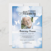 Blue sky Funeral Order of Service Invitation Kaart (Voorkant)