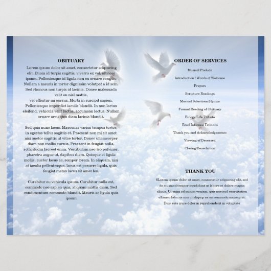 Blue sky Funeral Program template (Achterkant)