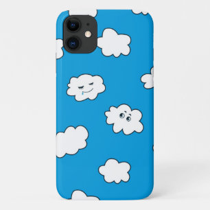 Blue Sky Funny Cartoon Clouds iPhone 11 Hoesje