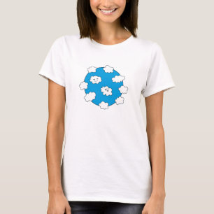 Blue Sky Funny Cartoon Clouds Weemens Lange hoes T-shirt