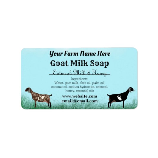 Blue Sky Goat Milk Soap Label - Nubian Dairy Goats (Voorkant)