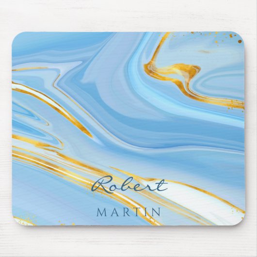 Blue Sky Gold Glitter Marmer Muismat (Voorkant)