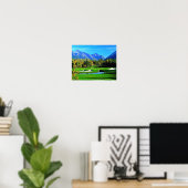 Blue Sky Green Grass Mountain Image Poster de golf (Bureau à domicile)