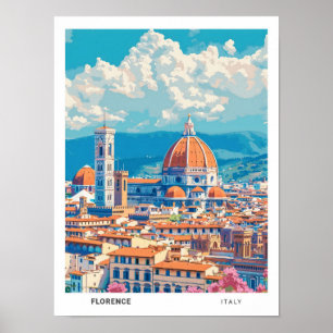 Blue Sky in Florence Italië Vintage Travel Poster