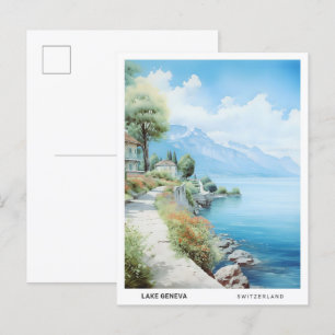 Blue Sky in het meer van Genève Zwitserland Reizen Briefkaart