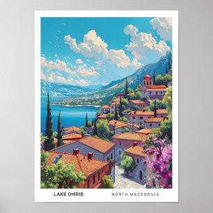 Blue Sky in het meer van Ohrid in Noord-Macedonië Poster