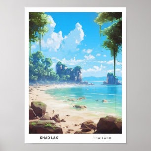 Blue Sky in Khao Lak Thailand Vintage Travel Poster