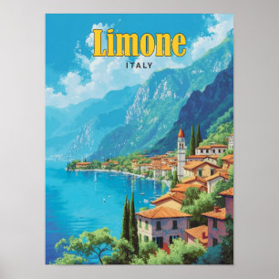 Blue Sky in Limone Italië Vintage Travel Poster
