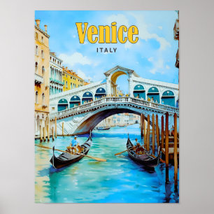 Blue Sky in Venetië Italië Vintage Travel Poster