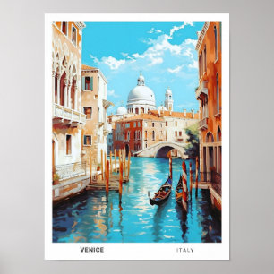 Blue Sky in Venetië Italië Vintage Travel Poster