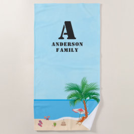 Blue Sky, Initials, Name and Beach Life Strandlaken