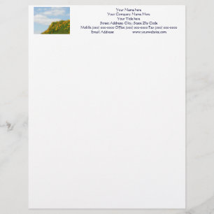 Blue Sky Letterhead Hillside Meadow Poppies Briefhoofd Sjabloon