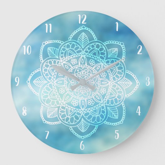 Blue Sky Mandala Wall Grote Klok (Voorkant)
