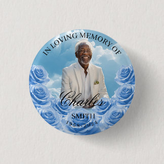 Blue Sky Memorial Button Roses Memorial Button 