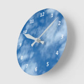 Blue Sky met Clouds Photo and White Numbers Ronde Klok (Hoek)