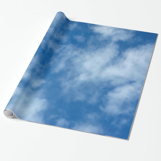 Blue Sky met Clouds Photo Wrapping Paper Cadeaupapier (Uitgerold)