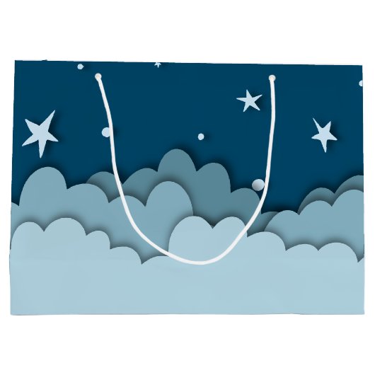Blue Sky met sterren en wolken gefeliciteerd Groot Cadeauzakje (Achterkant)