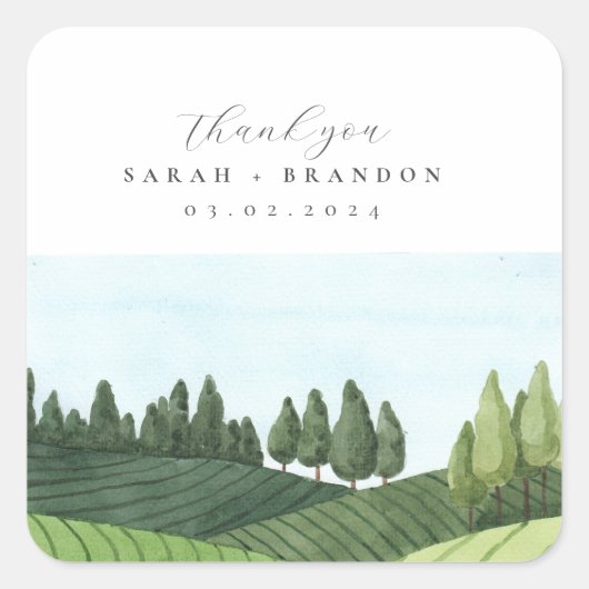 Blue Sky met veld Wedding Rectangular Sticker (Voorkant)