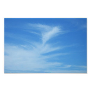 Blue Sky met White Clouds Abstracte Natuur Foto Foto Afdruk