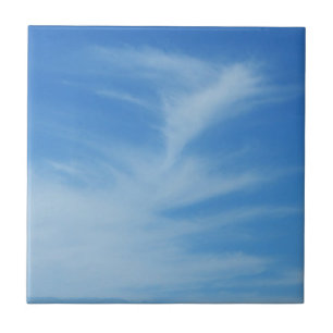 Blue Sky met White Clouds Abstracte Natuur Foto Tegeltje