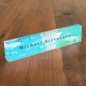 Blue Sky Modern Design Unique Personal Naambordje (Zijkant)