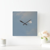 Blue Sky Moon Wall Clock Vierkante Klok (Huis)