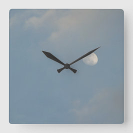 Blue Sky Moon Wall Clock Vierkante Klok