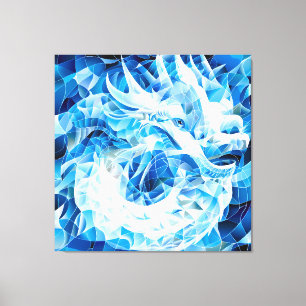 Blue Sky Mosaic Dragon Canvas Afdruk