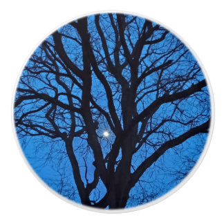 Blue Sky Night Tree  Keramische Knop