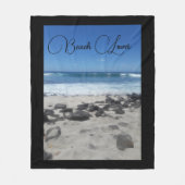 Blue Sky Ocean Lava Rocks Beach Lover Fleece Deken (Voorkant)