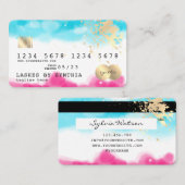 Blue Sky Ocean Watercolor Carte de crédit (Devant / Derrière)