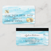 Blue Sky Ocean Watercolor Carte de crédit (Devant / Derrière)