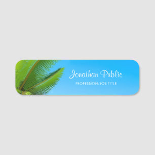 Blue Sky Palms Calligraphy Script Name Sjabloon Naamplaatje