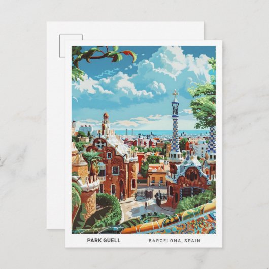 Blue Sky Park in Guell Barcelona Spanje Reizen Briefkaart (Voorkant / Achterkant)