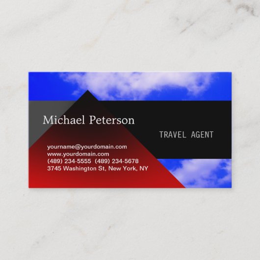 Blue Sky Red Black Travel Agent Carte de visite (Devant)